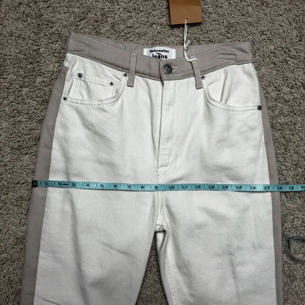 Reformation Cynthia Tonal Reworked High Rise Straight Leg Jeans NWT Size 26 - Picture 4 of 8
